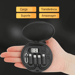 Kit adaptador de carregamento rápido com estojo para cabos 9 em 1